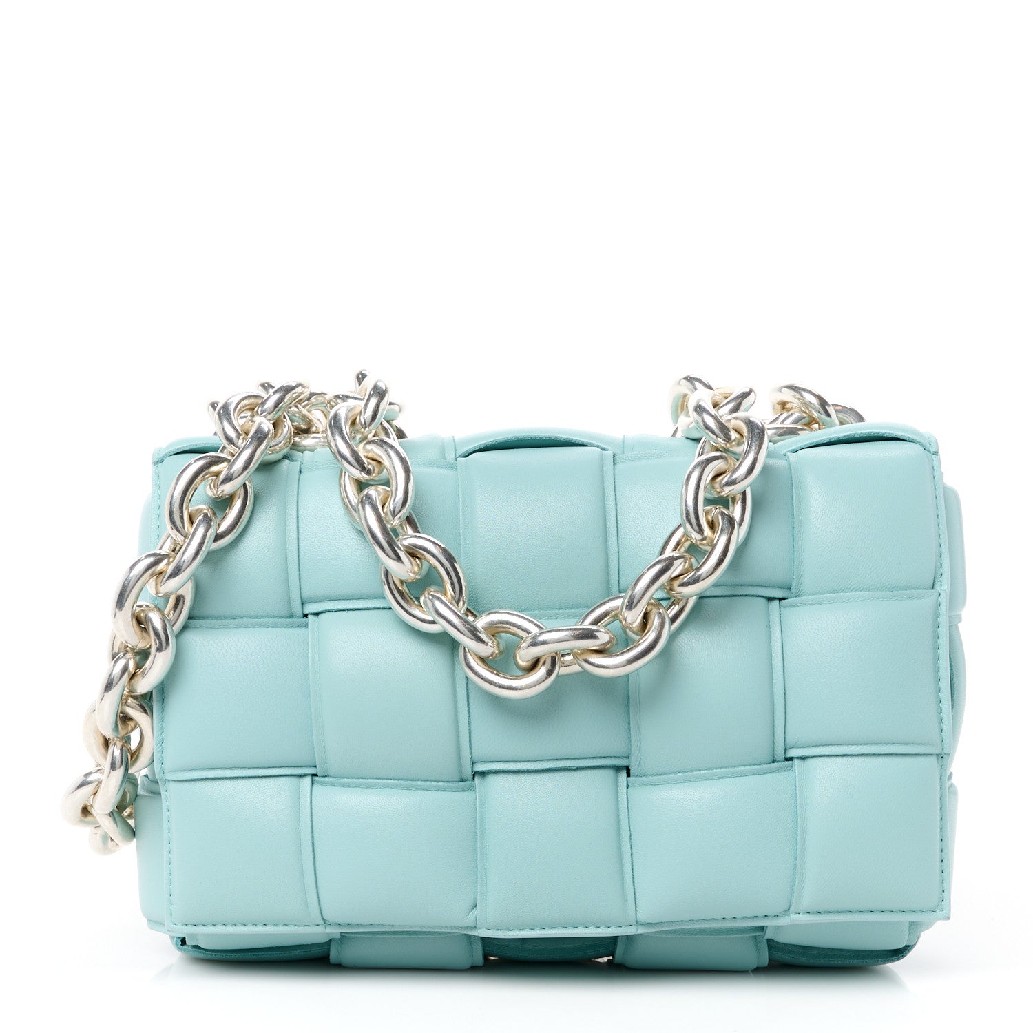 Bottega Veneta Lambskin Maxi Intreccio Padded Chain Cassette Crossbody Bag Spearmint 1 of 13