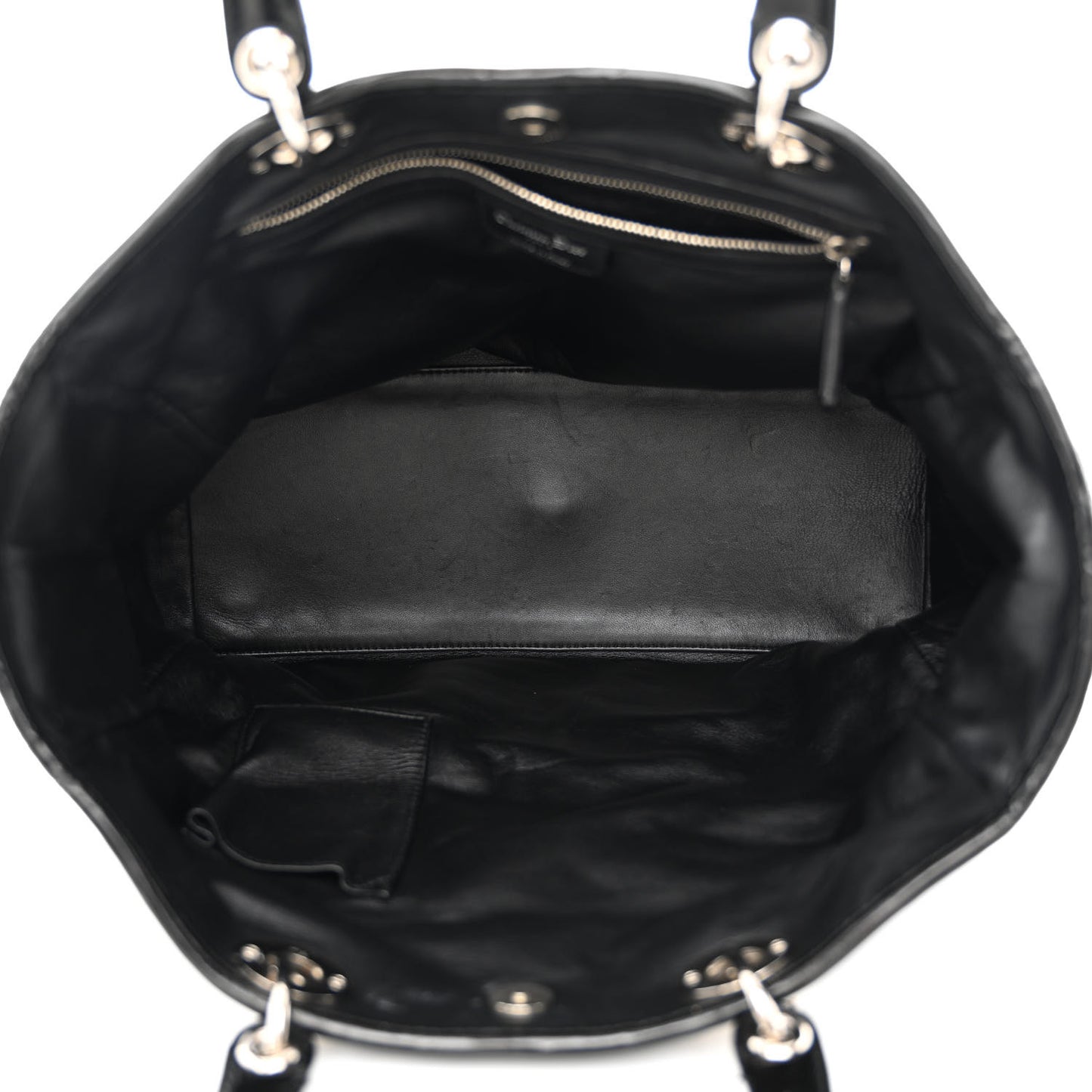 Lambskin Woven Large Lady Dior Shopping Tote Black