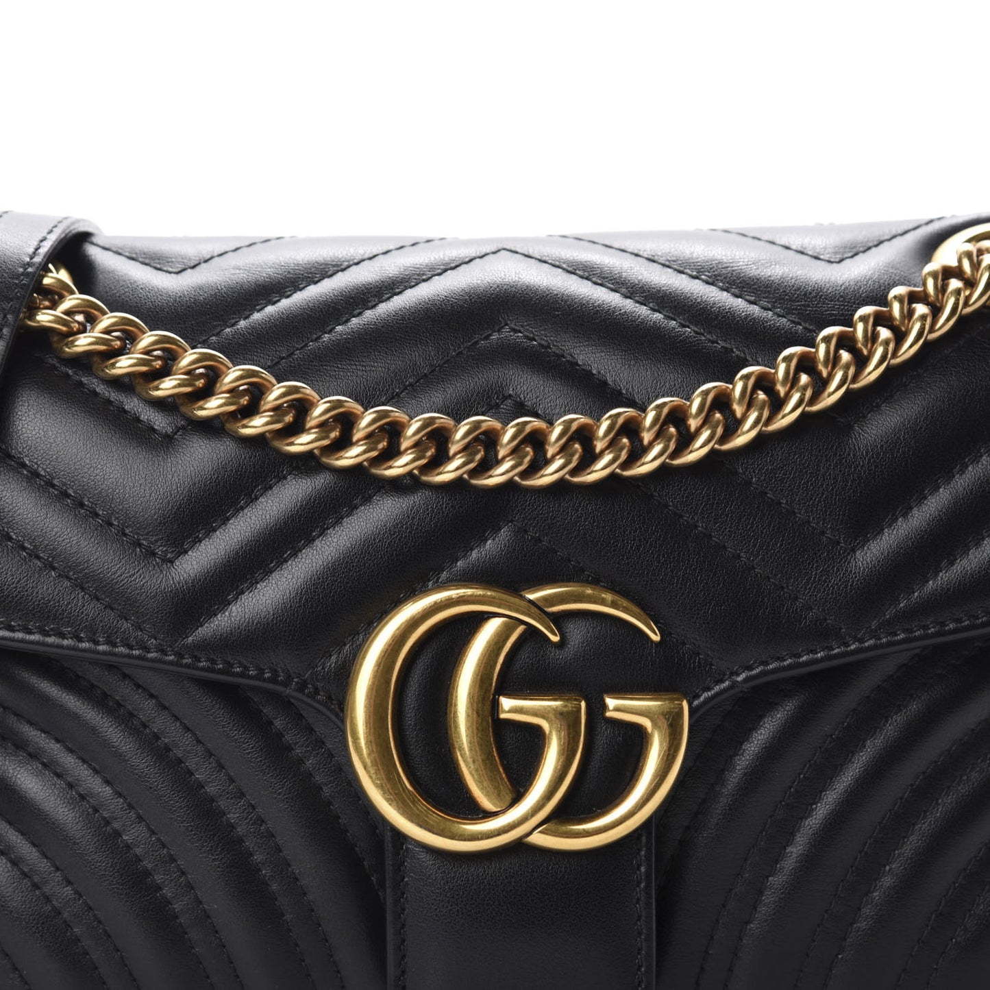Calfskin Matelasse Small GG Marmont Shoulder Bag Black