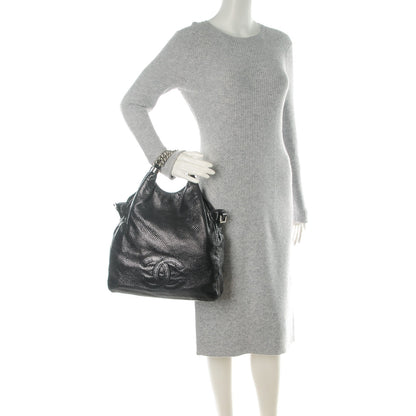 Chanel Glazed Calfskin Perforated Medium Rodeo Drive Tote Black 2 of 7