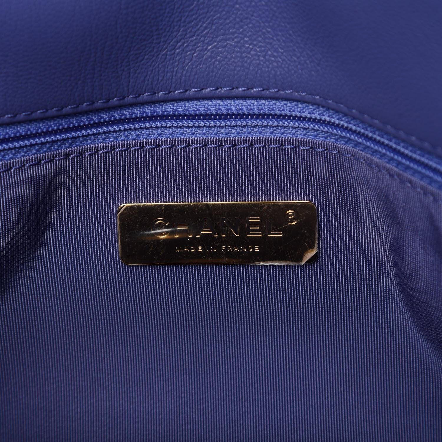 Chanel Shiny Goatskin Quilted Large Chanel 19 Flap Blue 7 of 10