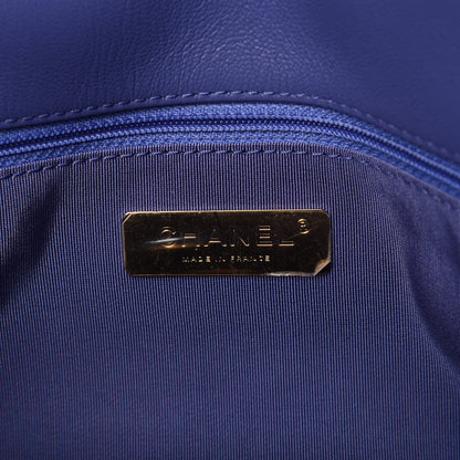 Chanel Shiny Goatskin Quilted Large Chanel 19 Flap Blue 7 of 10