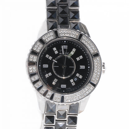 Christian Dior Stainless Steel Diamond Sapphire 33mm Christal Quartz Watch Black 1 of 5