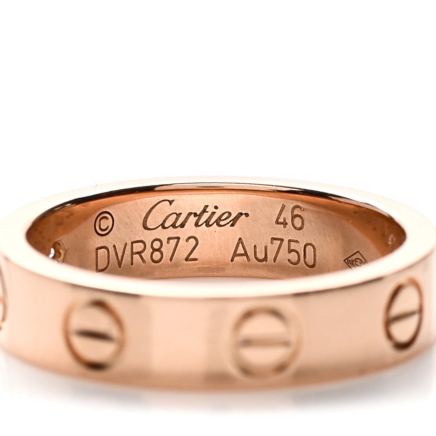 18K Pink Gold Diamond 4mm LOVE Wedding Band Ring 46 3.75