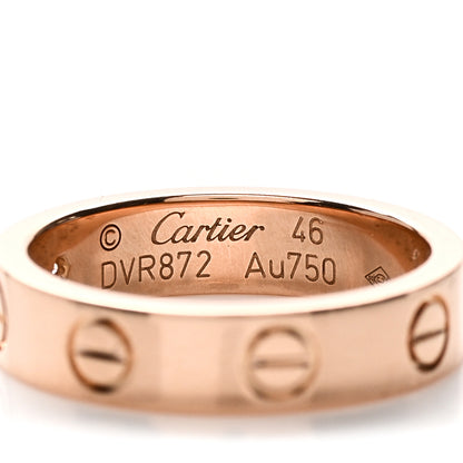 Cartier 18K Pink Gold Diamond 4mm LOVE Wedding Band Ring 46 3.75 4 of 4
