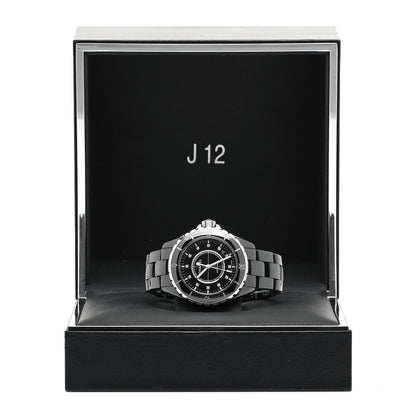 Chanel Stainless Steel Ceramic Diamond 38mm J12 Automatic Watch Black 5 of 5