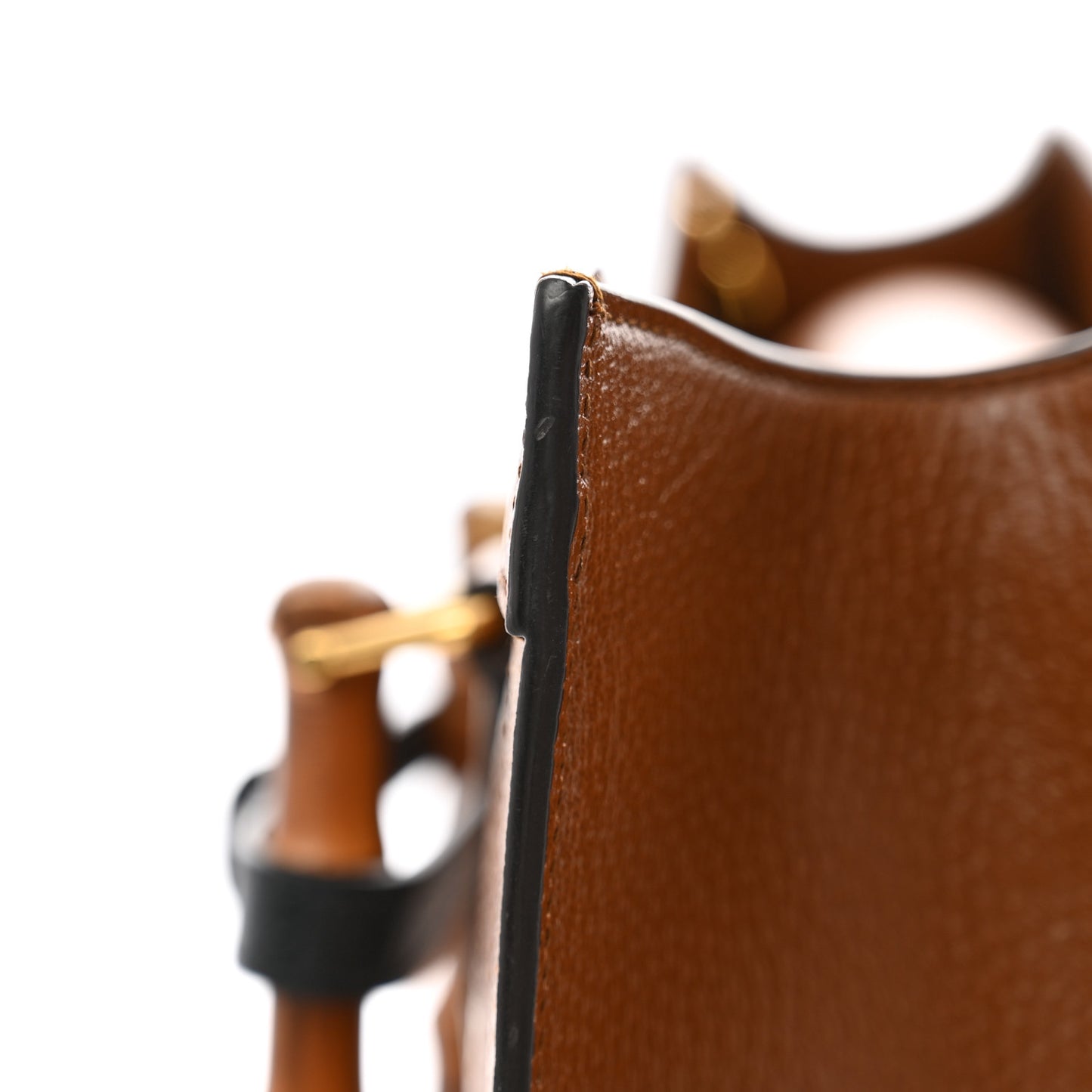 Textured Dollar Calfskin Medium Diana Tote Bag Cuir Black