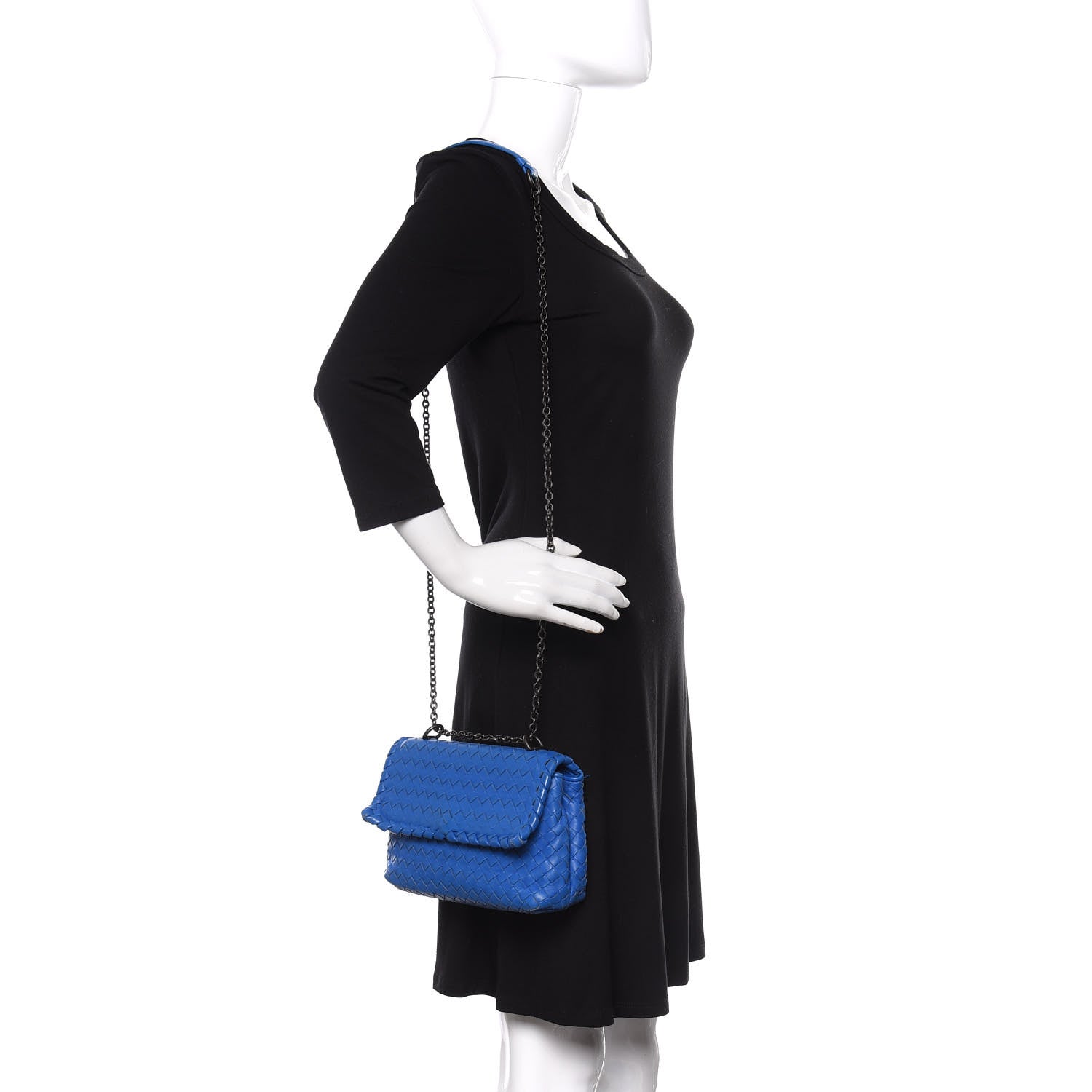 Bottega Veneta Nappa Intrecciato Baby Olimpia Shoulder Bag Signal Blue 2 of 12