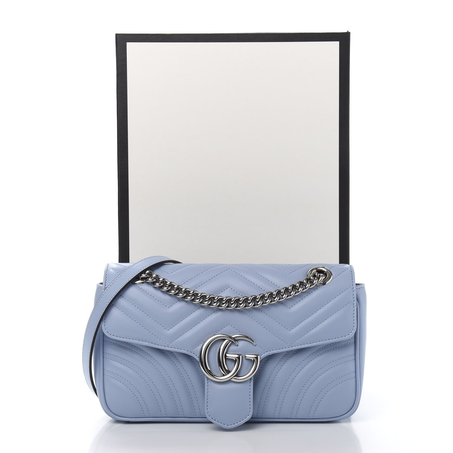 Gucci Calfskin Matelasse Small GG Marmont Shoulder Bag Porcelain Light Blue 11 of 11