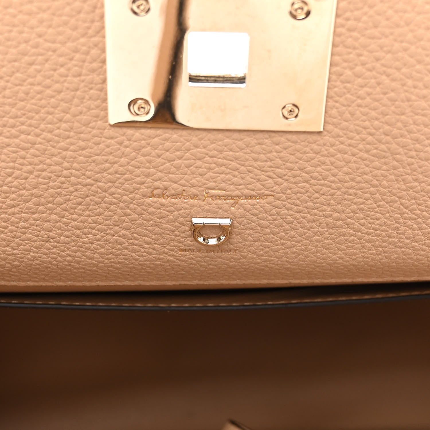 Salvatore Ferragamo Calfskin The Studio Bag Almond 6 of 12