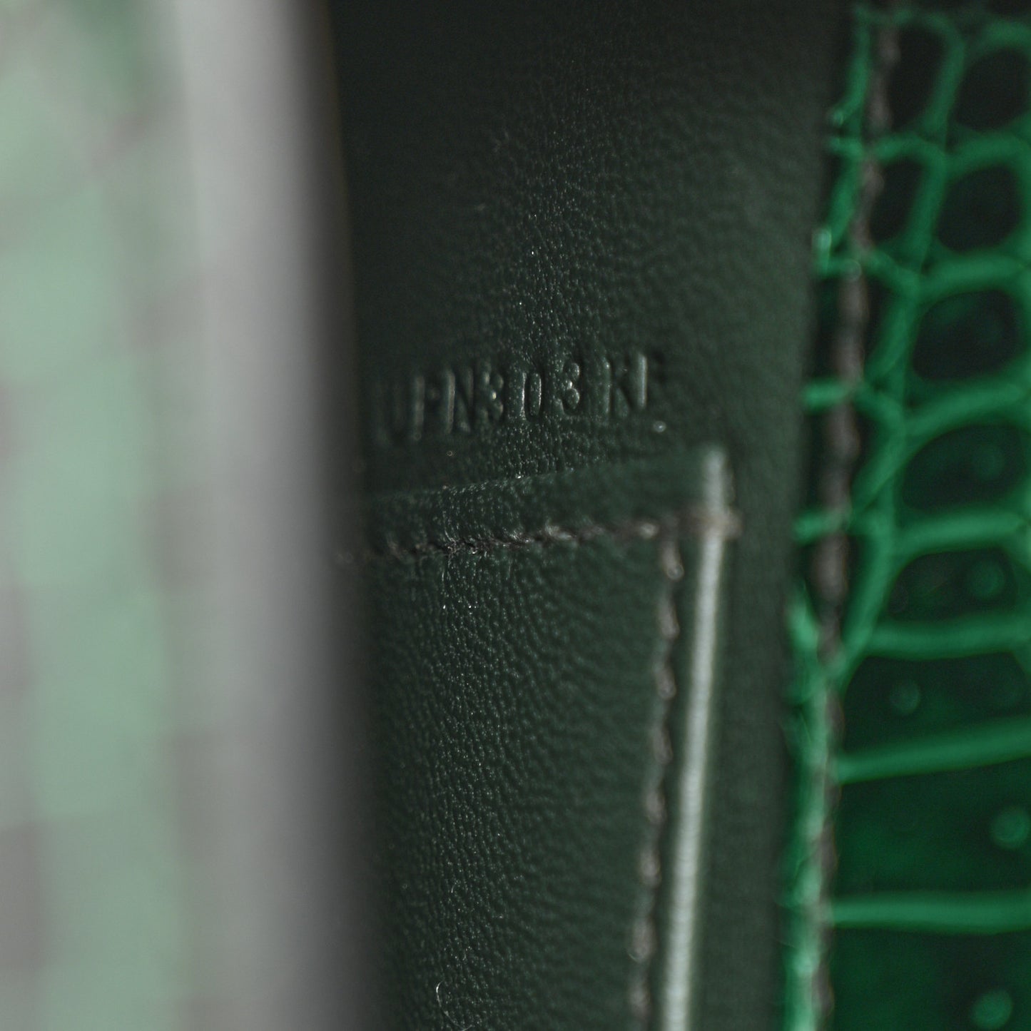 Shiny Porosus Crocodile Kelly Pochette Vert Cypress