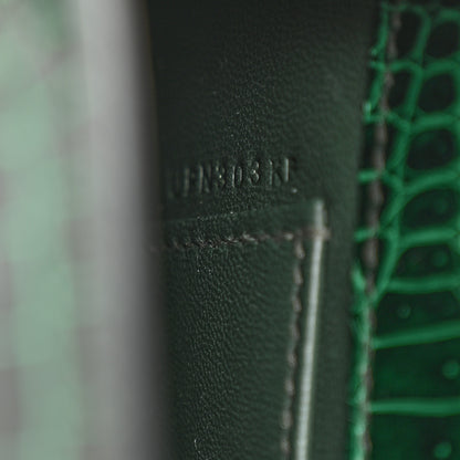 Hermes Shiny Porosus Crocodile Kelly Pochette Vert Cypress 8 of 19