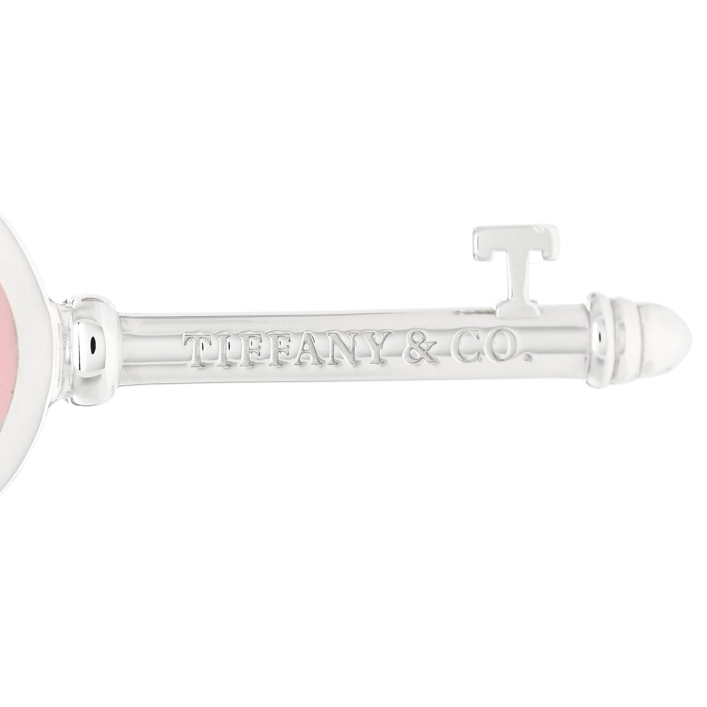 Sterling Silver Enamel Keys Heart Key Pendant Pink