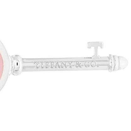 Tiffany Sterling Silver Enamel Keys Heart Key Pendant Pink 5 of 7