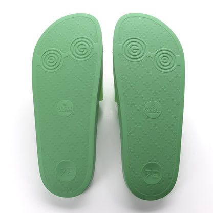 Gucci Rubber Logo Stamped Mens Slide Sandals 8 Verde 5 of 9