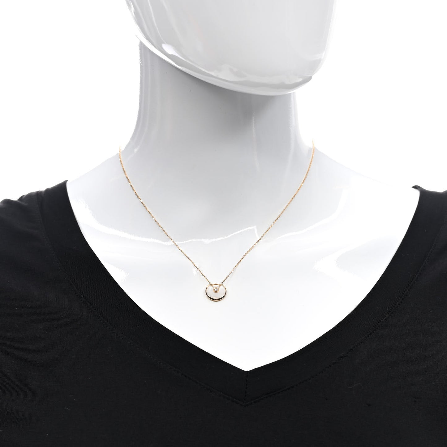 18K Yellow Gold Diamond Mother of Pearl XS Amulette de Cartier Pendant Necklace