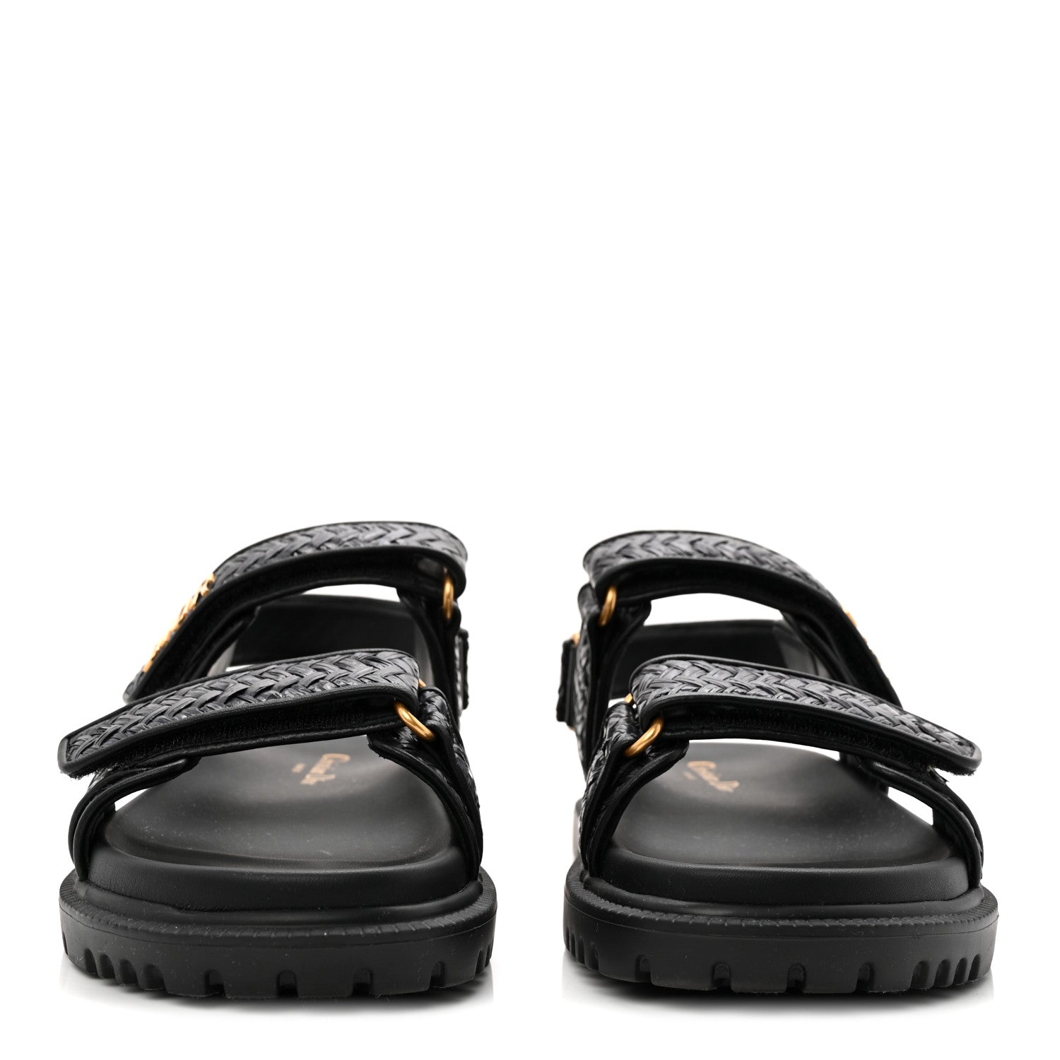 Christian Dior Woven Raffia Jute Dioract 10mm Sandals 38 Black 3 of 9