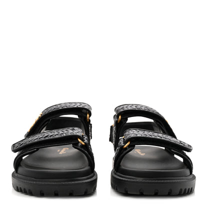 Christian Dior Woven Raffia Jute Dioract 10mm Sandals 38 Black 3 of 9
