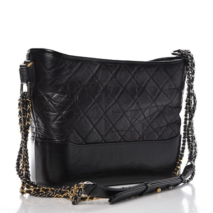 Chanel Aged Calfskin Quilted Medium Gabrielle Hobo Black 3 of 9