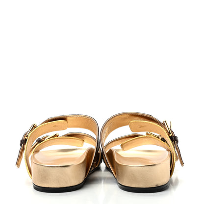Louis Vuitton Patent Calfskin Monogram Bom Dia Mule Sandals 35 Gold 7 of 11