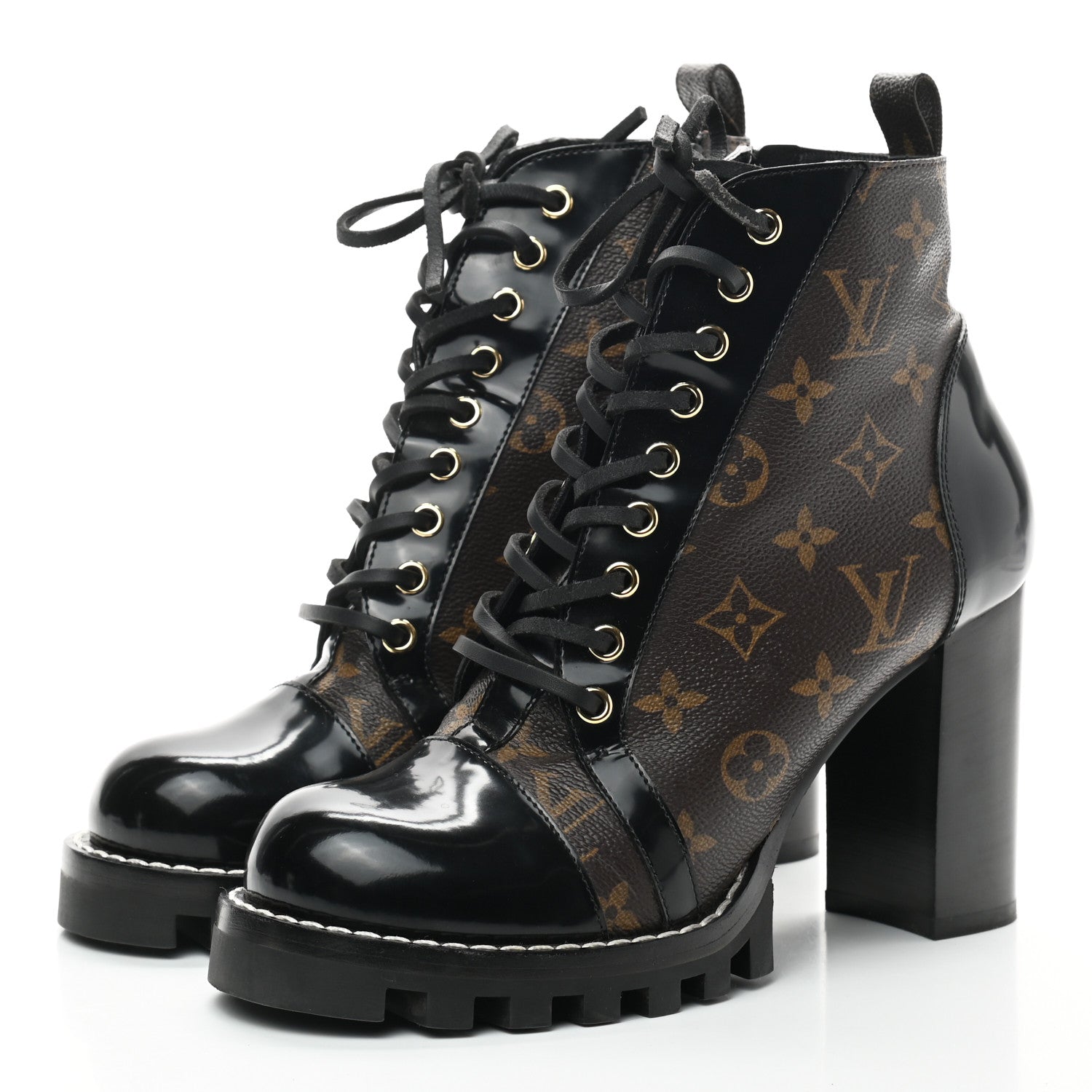 Louis Vuitton Patent Calfskin Monogram Star Trail Ankle Boots 40 Black 3 of 8
