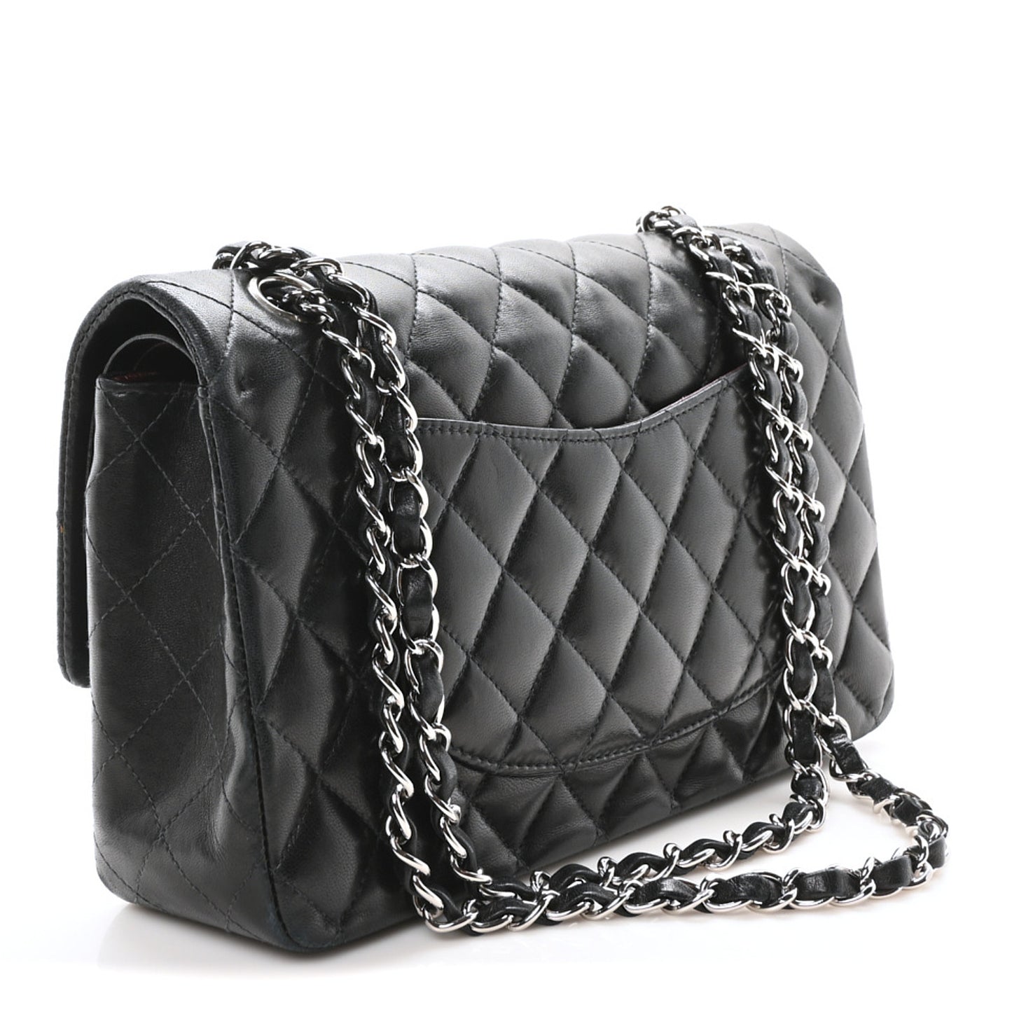 Lambskin Quilted Medium Double Flap Black