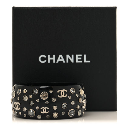 Chanel Resin Crystal CC Cuff Bracelet Ruthenium Black 5 of 5