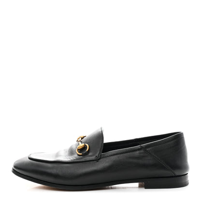 Gucci Lambskin Womens Brixton Horsebit Loafers 37.5 Black 1 of 9