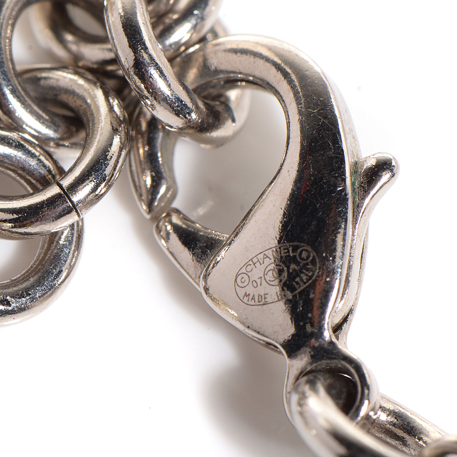 Chanel Crystal Pearl CC Long Necklace Silver 3 of 5