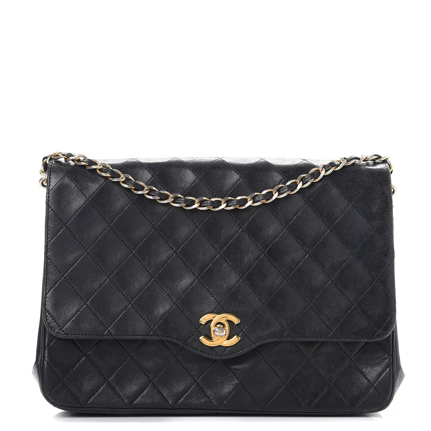 Lambskin Quilted Small Single Flap Black