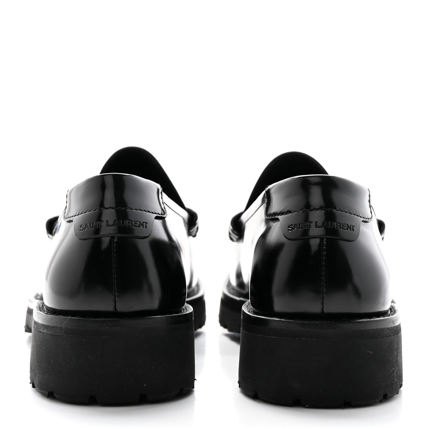 Saint Laurent Glazed Calfskin Chunky Le Loafer Penny Slippers 39 Black 5 of 12