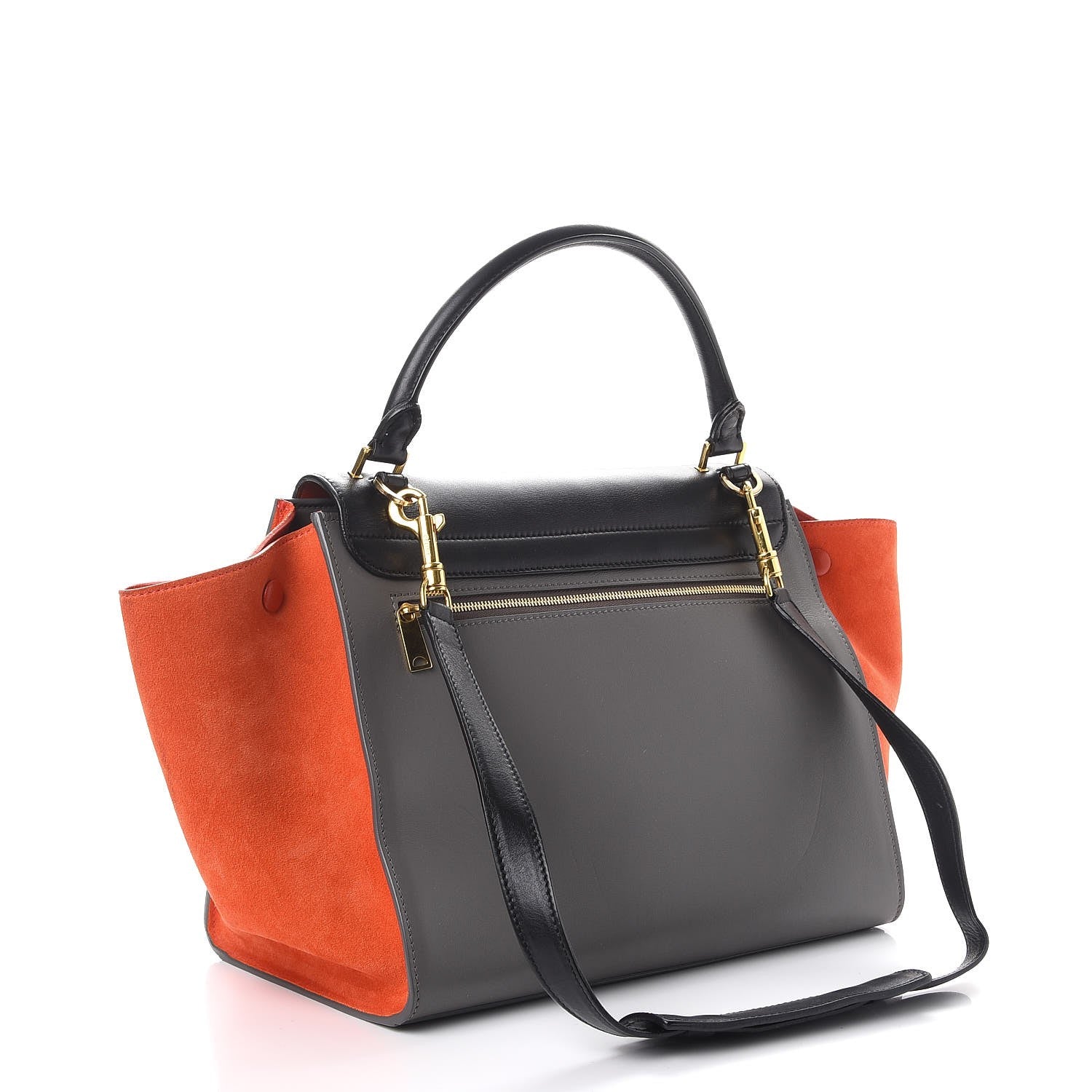 Celine Smooth Calfskin Suede Medium Tri-Color Trapeze Flamingo 4 of 14