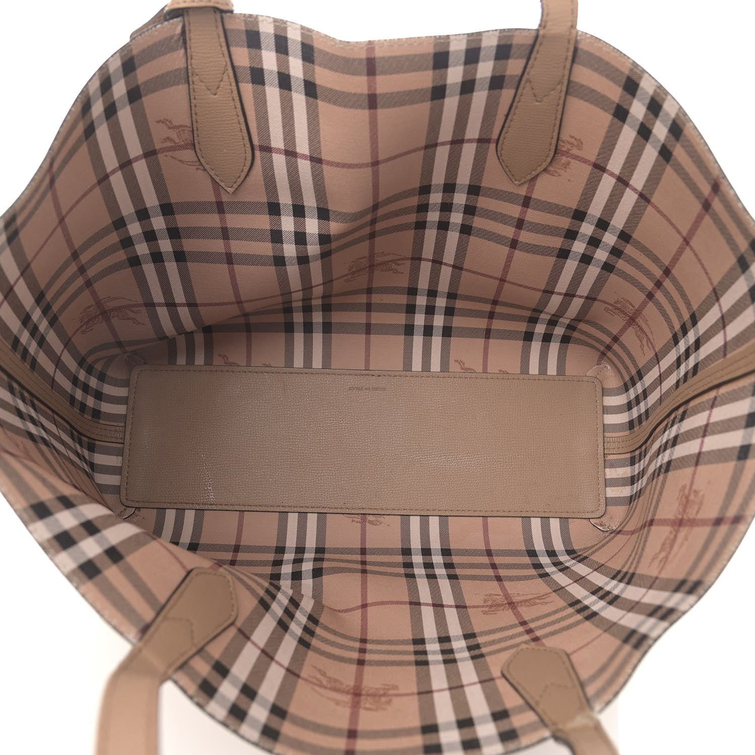 Burberry Grainy Calfskin Haymarket Check Medium Reversible Tote Camel 6 of 28
