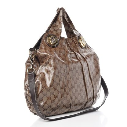Gucci Crystal Monogram Medium Hysteria Tote Dark Brown 3 of 12