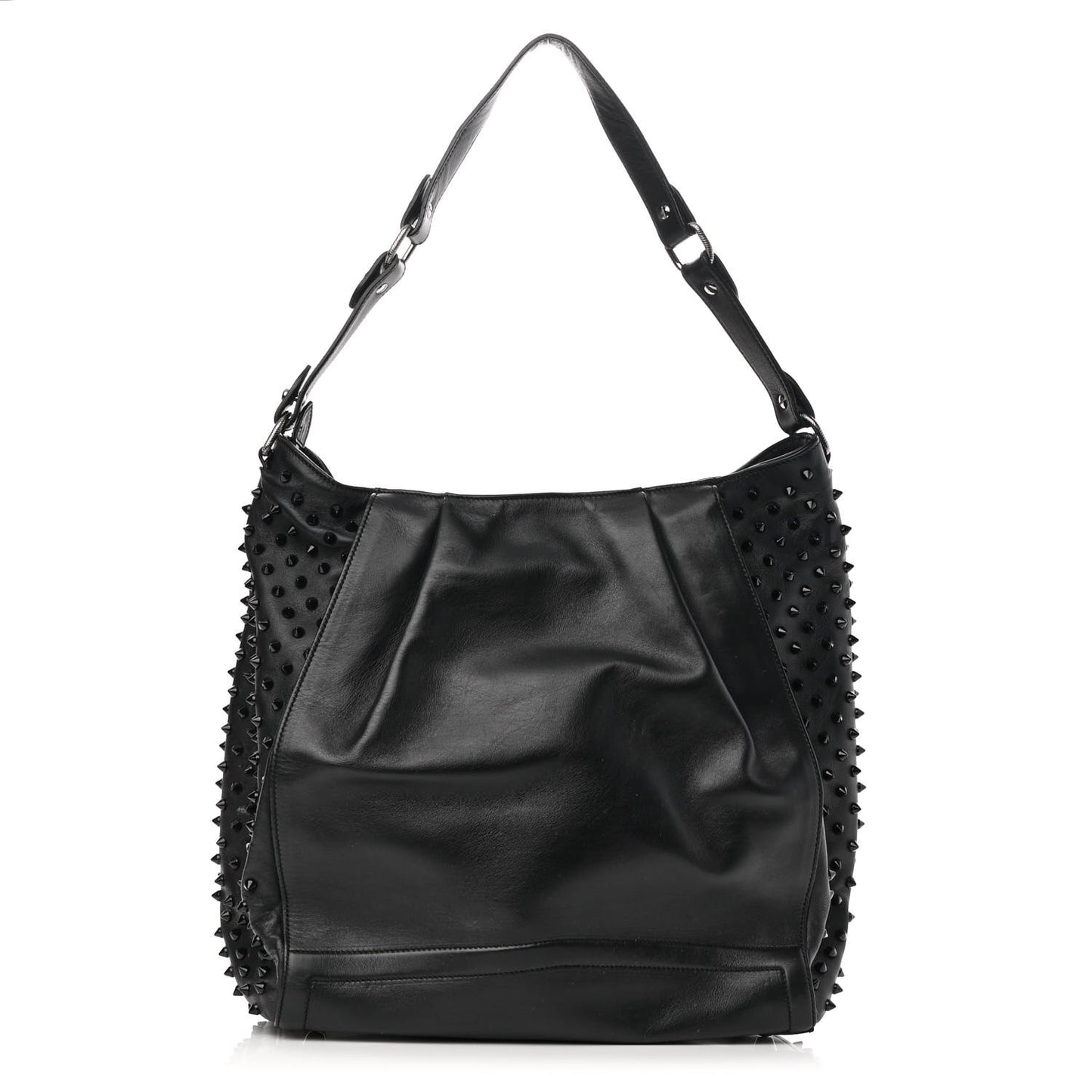 Calfskin Justine Spikes Hobo Black