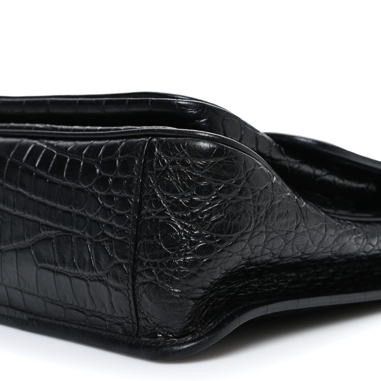 Saint Laurent Crocodile Embossed Lambskin Monogram Medium Niki Chain Satchel Black 10 of 10
