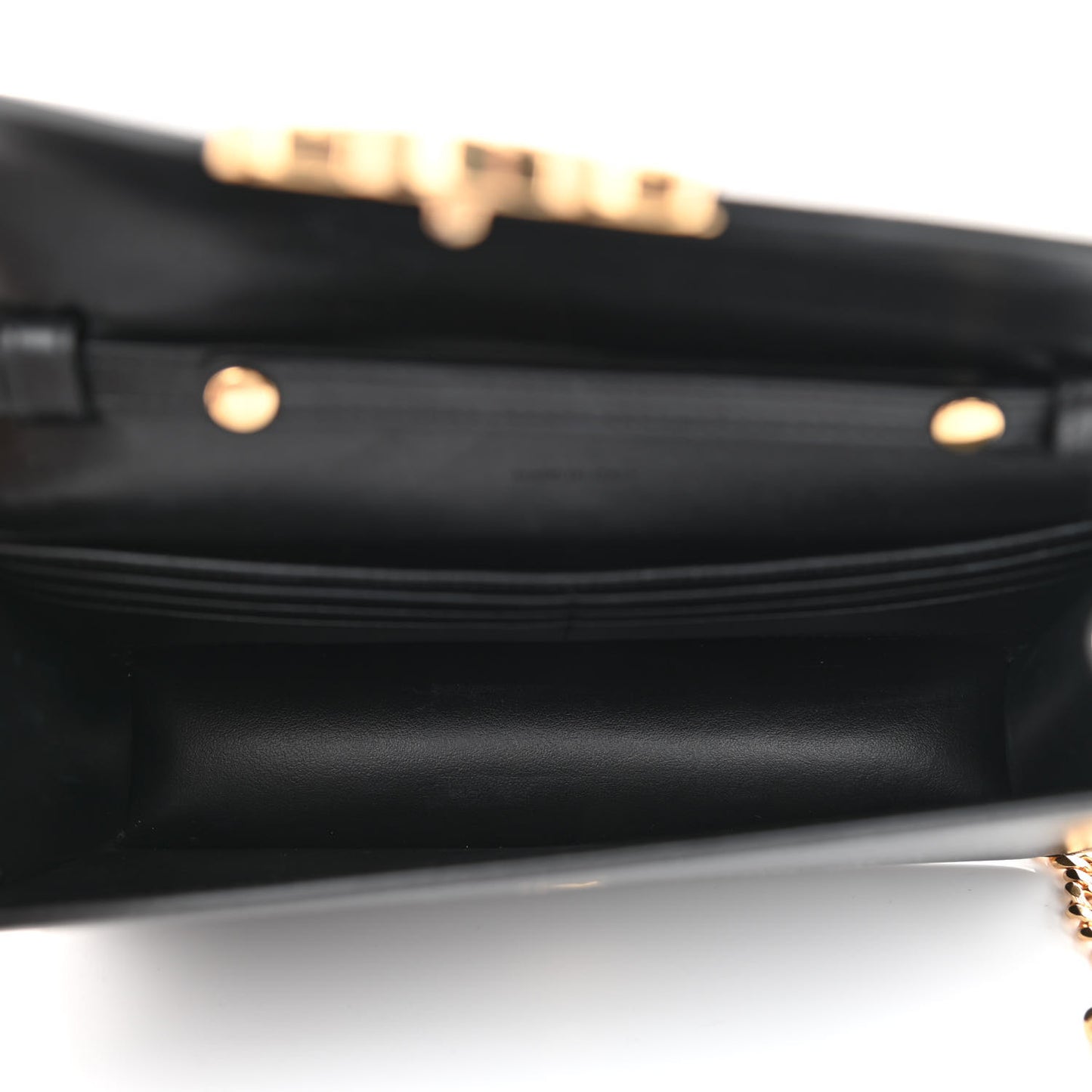 Shiny Calfskin Triomphe Margo Wallet on Chain Black