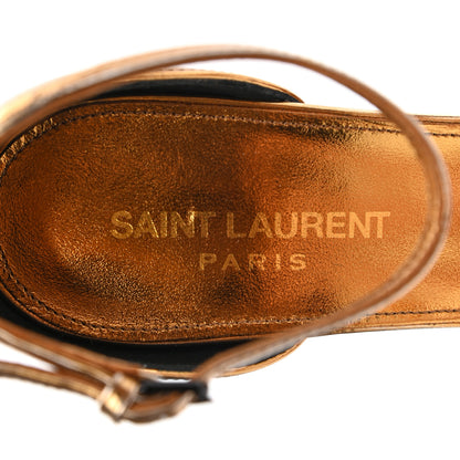 Saint Laurent Metallic Lambskin Amber 105 Ankle Strap Sandals 38.5 Egypt Gold 7 of 12
