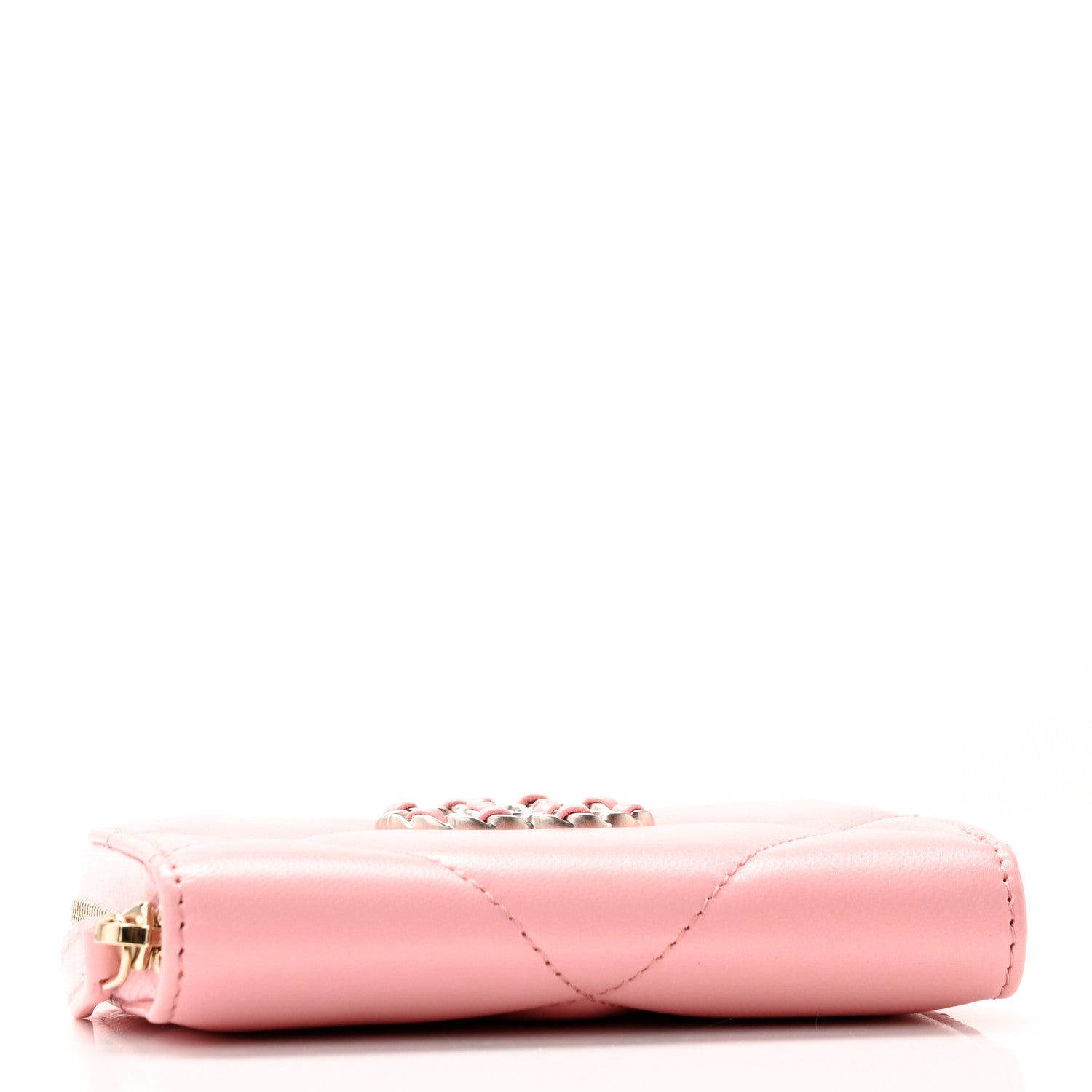 Chanel Lambskin Quilted Chanel 19 Zip Around Coin Purse Wallet Light Pink 4 of 7