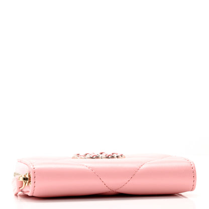 Chanel Lambskin Quilted Chanel 19 Zip Around Coin Purse Wallet Light Pink 4 of 7