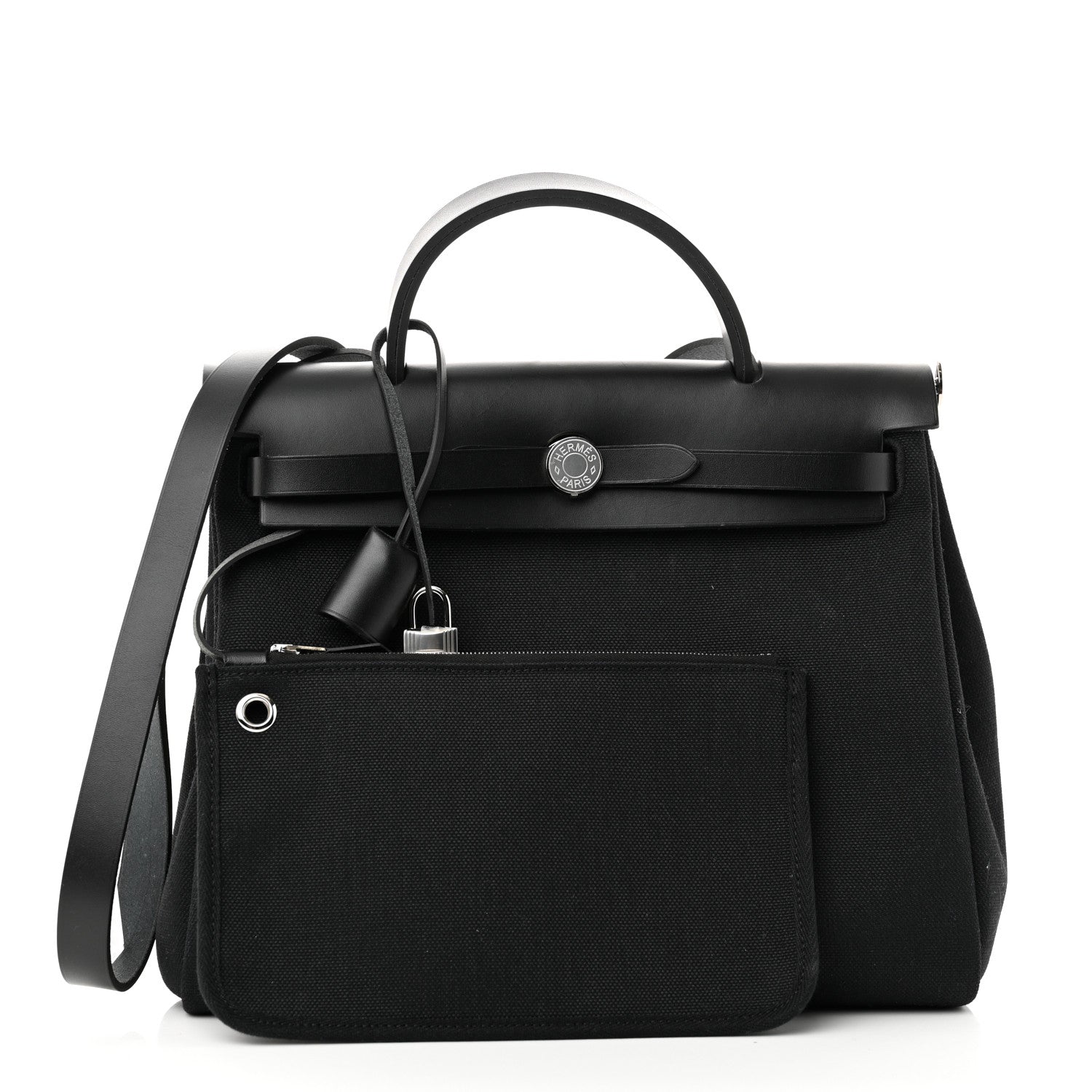 Hermes Military Toile Vache Hunter Herbag Zip Retourne 31 PM Black 3 of 14