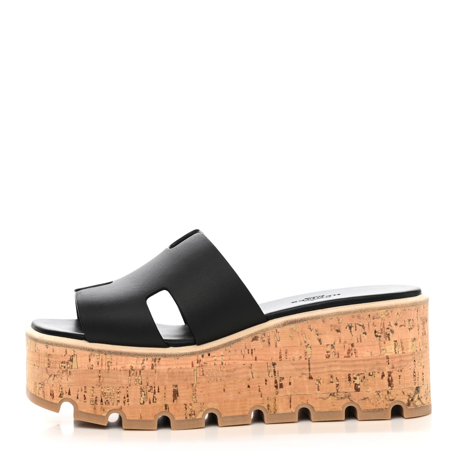 Hermes Calfskin Cork Eze 30 Sandals 35 Black 1 of 7