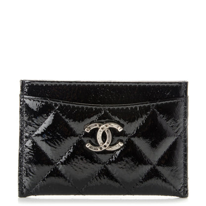 Chanel Distressed Patent Quilted Card Holder Black 1 of 8