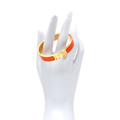 Hermes Enamel Narrow Clic Clac H Bracelet PM Orange 2 of 6