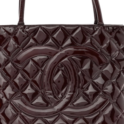 Chanel Patent Quilted Medallion Tote Burgundy 9 of 16