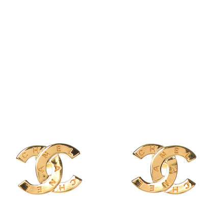 Chanel Metal CC Paris Button Stud Earrings Gold 1 of 4