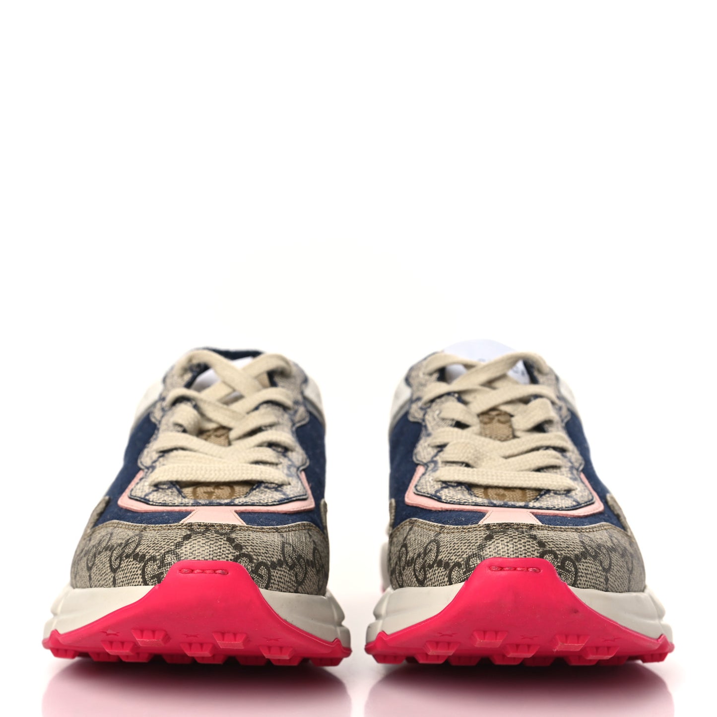 GG Supreme Monogram Mix Monogram Womens Rhyton Sneakers 37 London Blue Beige Pale Pink