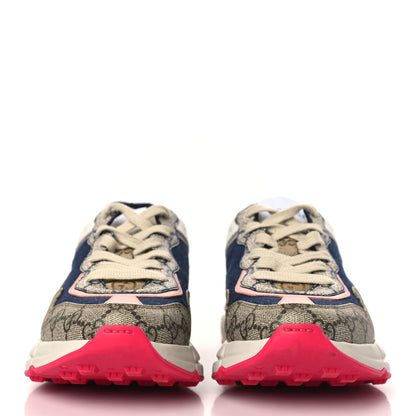 Gucci GG Supreme Monogram Mix Monogram Womens Rhyton Sneakers 37 London Blue Beige Pale Pink 2 of 8