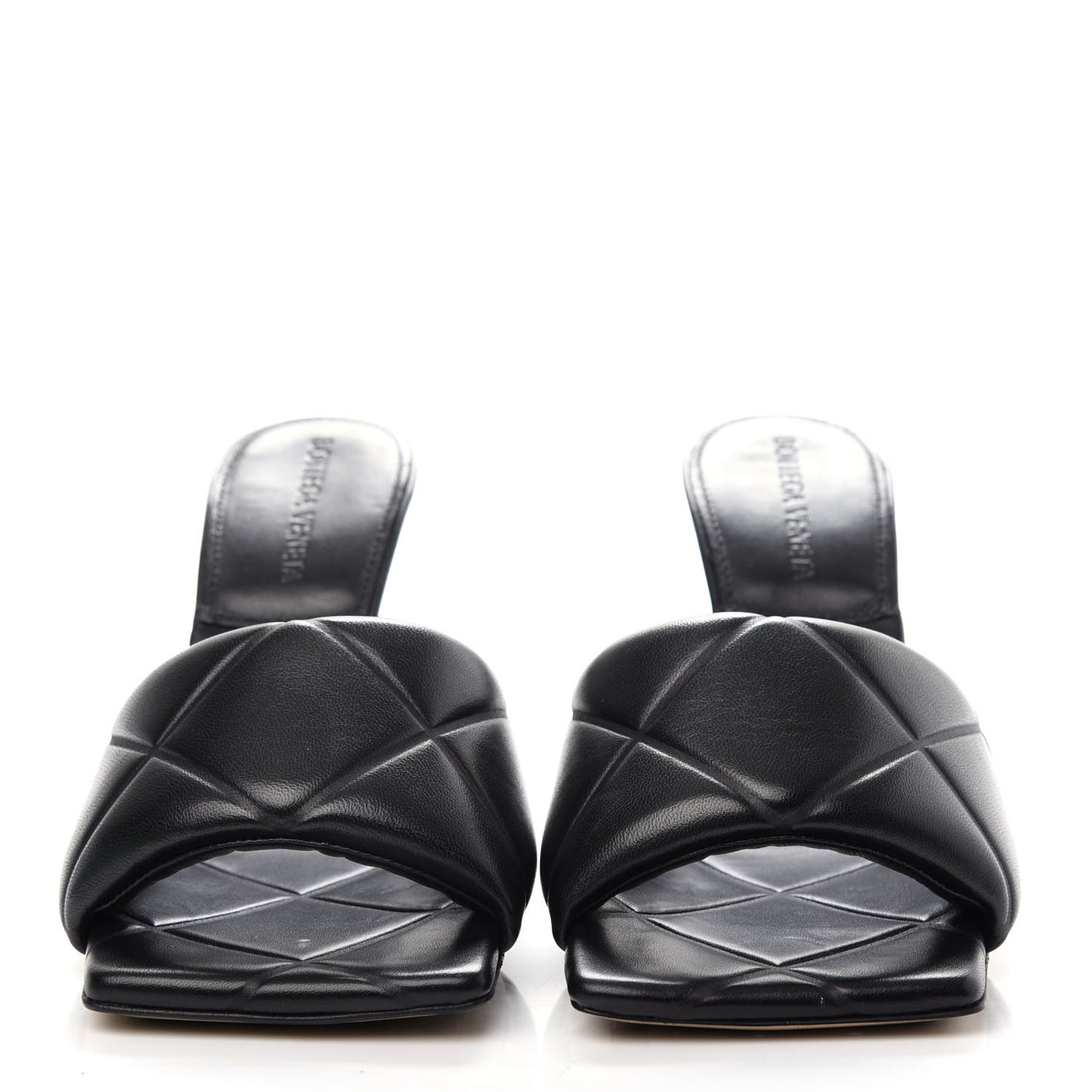 Nappa Quilted Rubber Lido Mule Sandals 37.5 Black