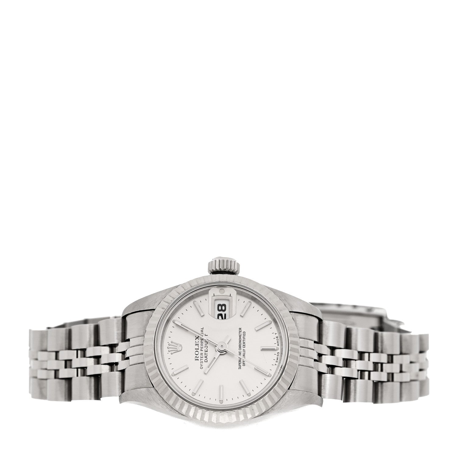 Rolex Stainless Steel 18K White Gold 26mm Oyster Perpetual Datejust Watch Silver 69174 2 of 4